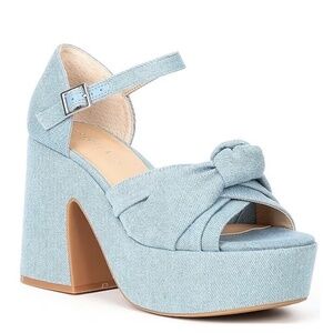 NEW Copper Key Picnic Denim Platform Sandals